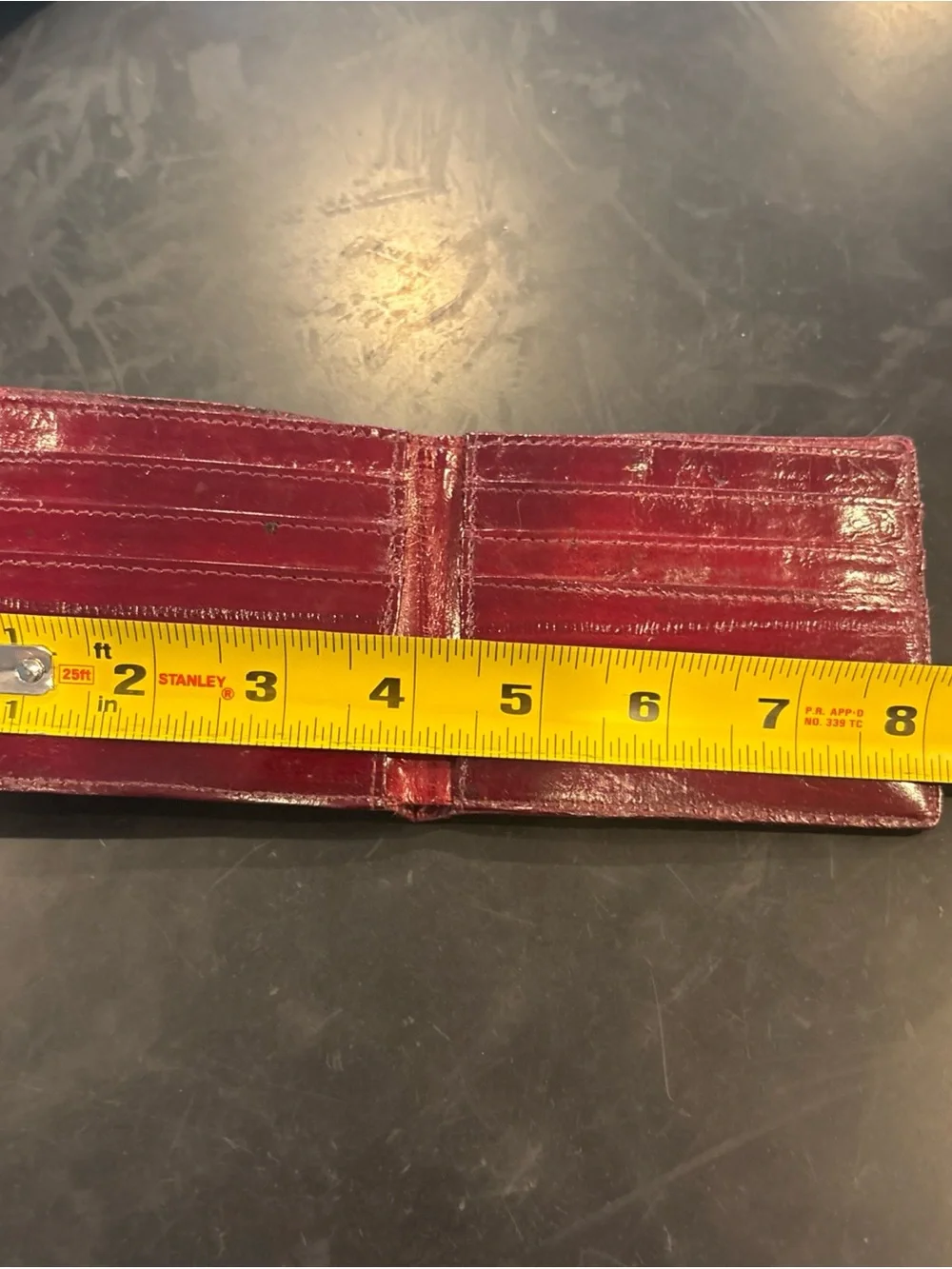 Vintage  Burgundy Leather Bifold Card Holder